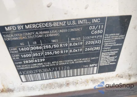 2011 Mercedes-Benz Ml 350 Bluetec 4Matic from USA, damaged, VIN 4JGBB2FB3BA711126